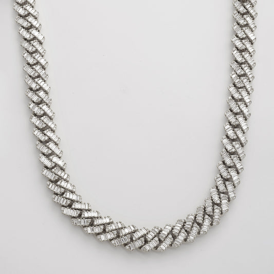 14KW 28.20CTW BAGUETTE DIAMOND SQUARE CUBAN