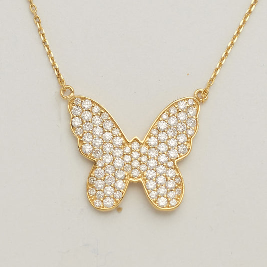 14KY 1.25CTW DIAMOND BUTTERFLY NECKLACE