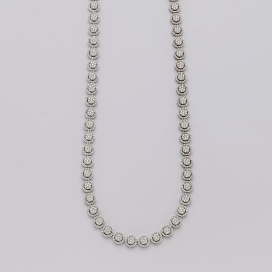 14KW 9.50CTW DIAMOND ROUND CLUSTER NECKLACE
