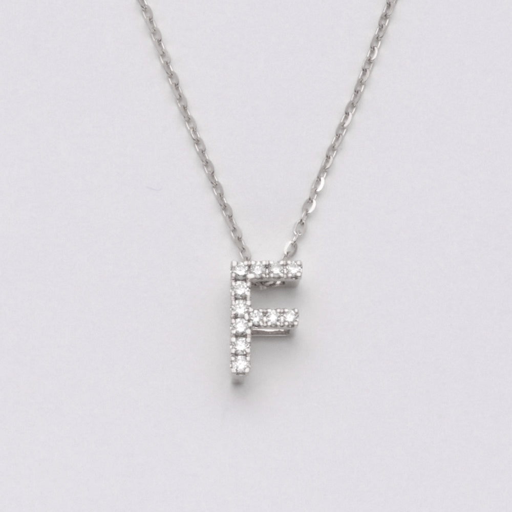 14KW 0.12CTW DIAMOND INITIAL NECKLACE