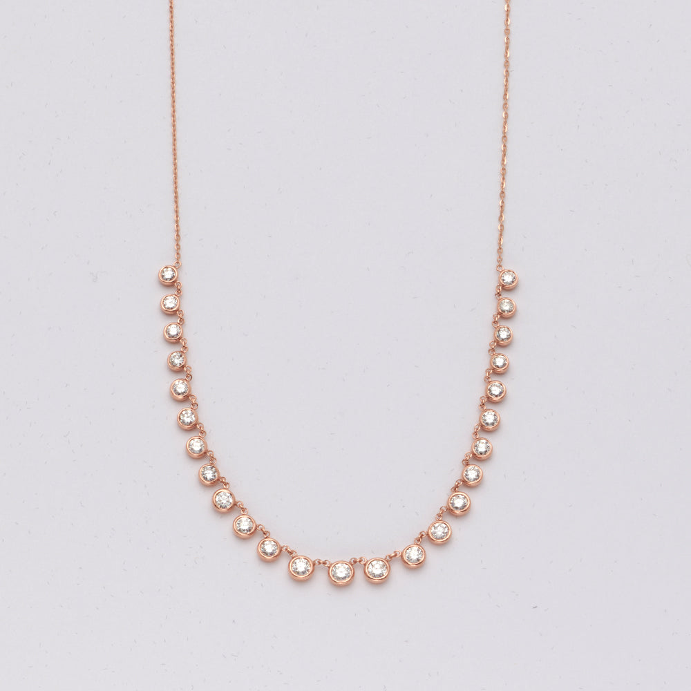 14KR 1.85CTW DIAMOND LOOSE BEZEL SET NECKLACE