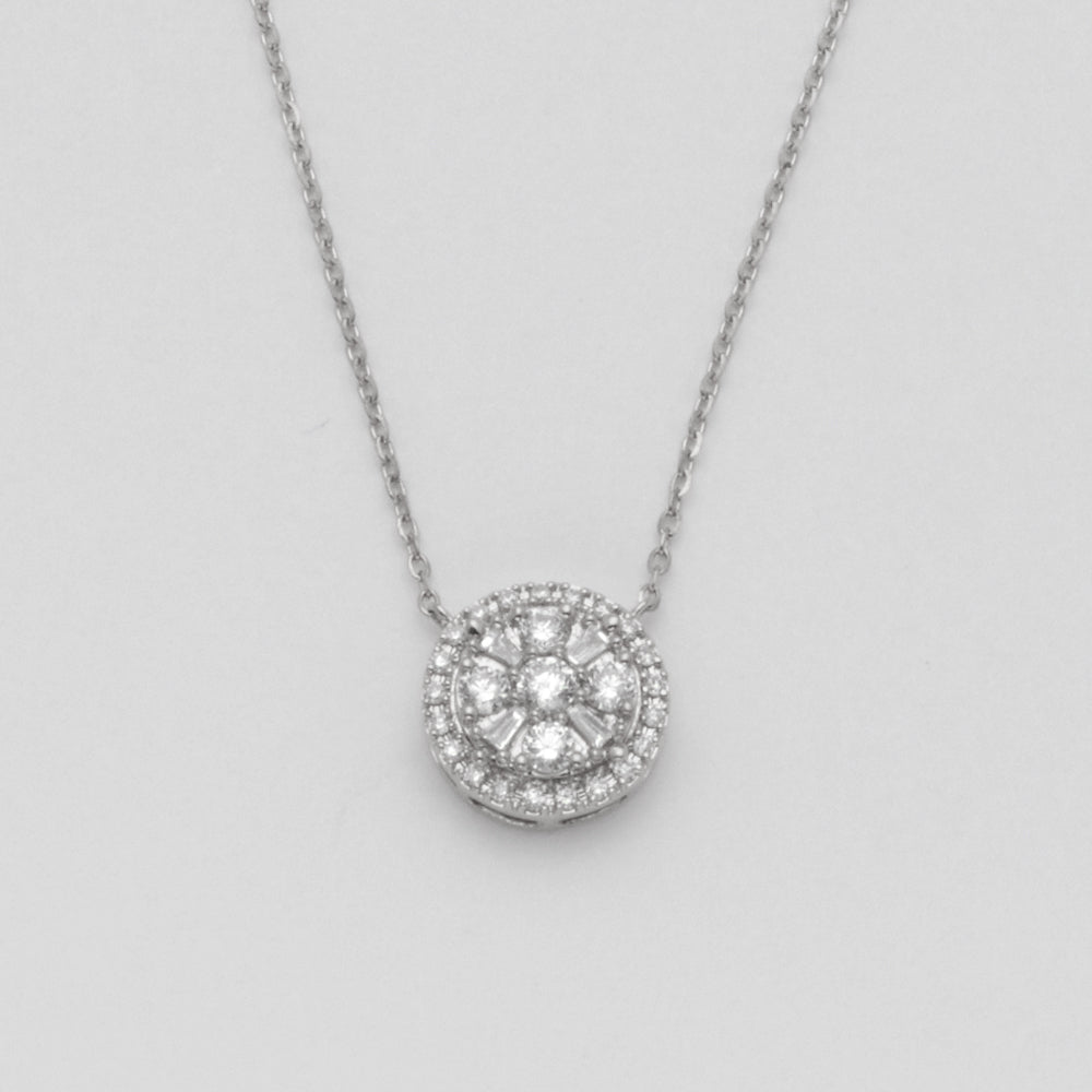 14KW 0.30CTW BAGUETTE DIAMOND ROUND CLUSTER