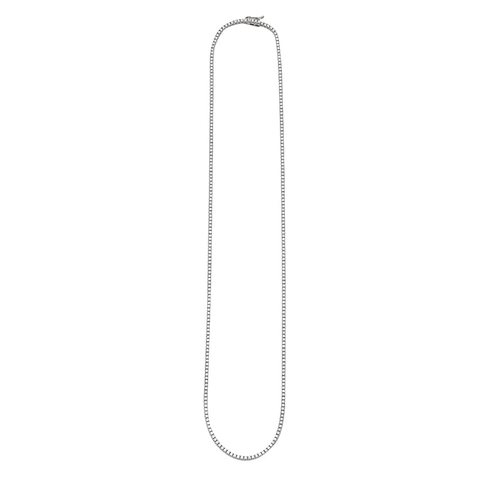 14KW 3.55CTW DIAMOND 4-PRONG TENNIS NECKLACE