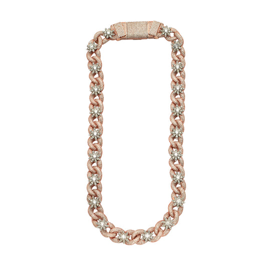 10KR+W 60.99CTW DIAMOND INFINITY FLOWER CUBAN