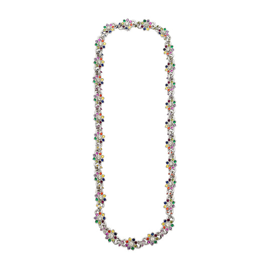 10KW 30.08CTW DIAMOND AND SYNTH SAPPHIRE FLOWER