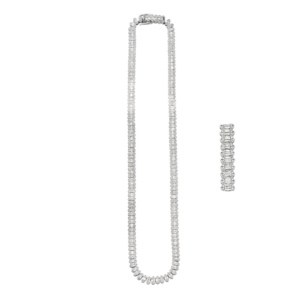 10KW 11.00CTW BAGUETTE DIAMOND NECKLACE W/ TRINGLE