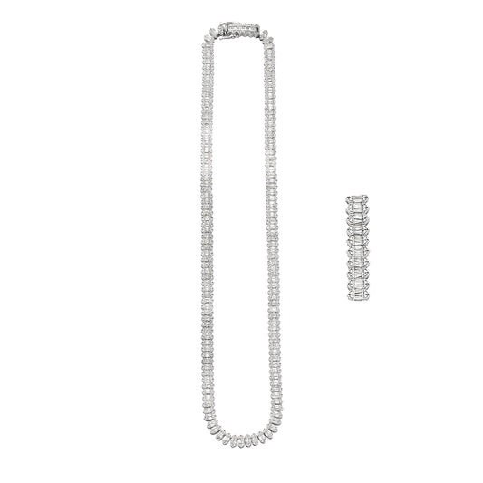 10KW 11.00CTW BAGUETTE DIAMOND NECKLACE W/ TRINGLE