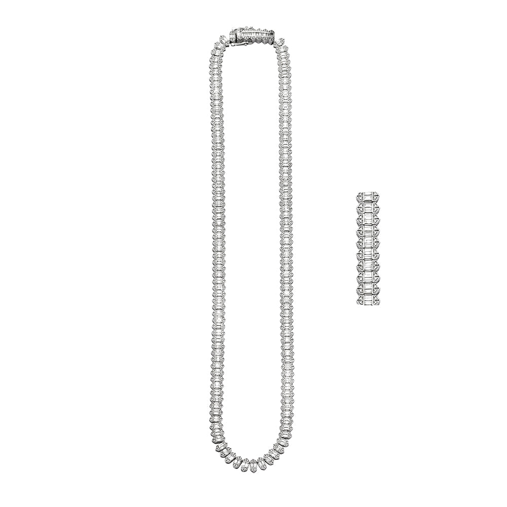10KW 9.50CTW BAGUETTE DIAMOND NECKLACE W/ TRINGLE