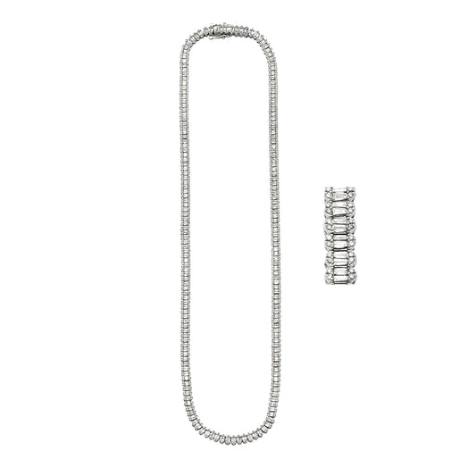 10KW 7.75CTW BAGUETTE DIAMOND NECKLACE W/ TRINGLE