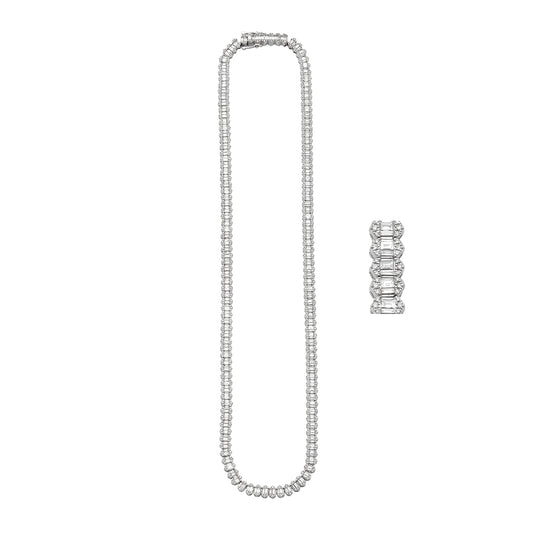 10KW 8.25CTW BAGUETTE DIAMOND NECKLACE W/ TRINGLE