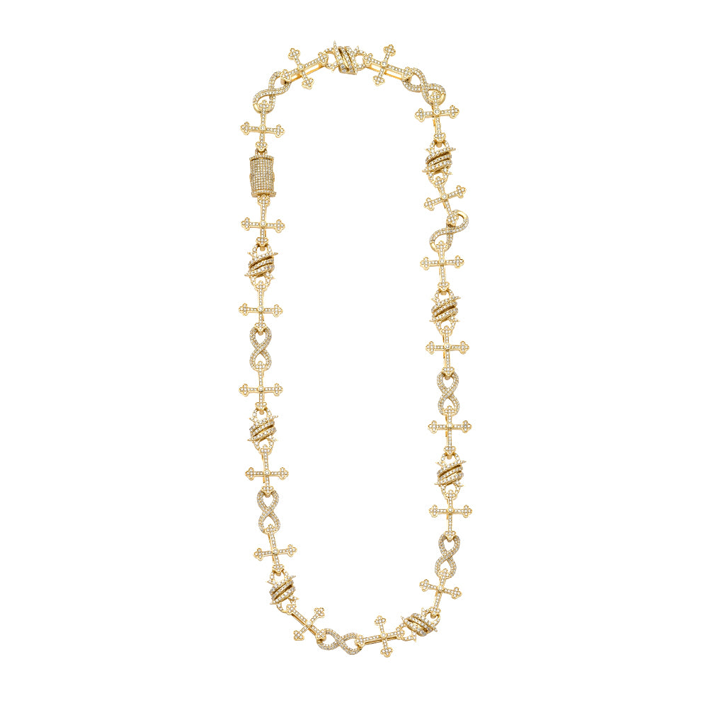 14KY 10.00CTW ROUND DIAMOND THORN N CROSS /W