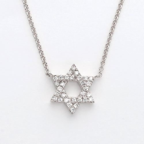 14KW 0.15CTW DIAMOND STAR OF DAVID NECKLACE