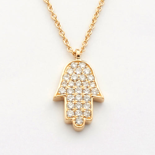 14KY 0.25CTW DIAMOND - HAMSA NECKLACE