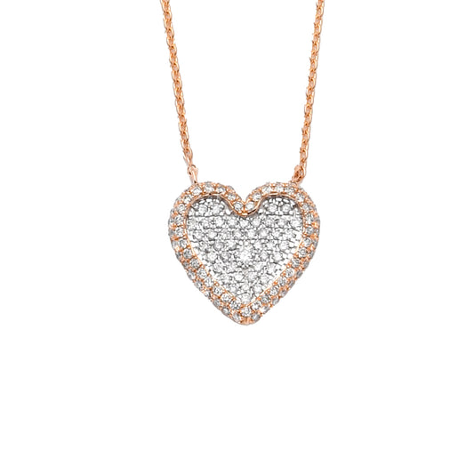 14KR 0.65CTW ROUND DIAMOND HEART NECKLACE
