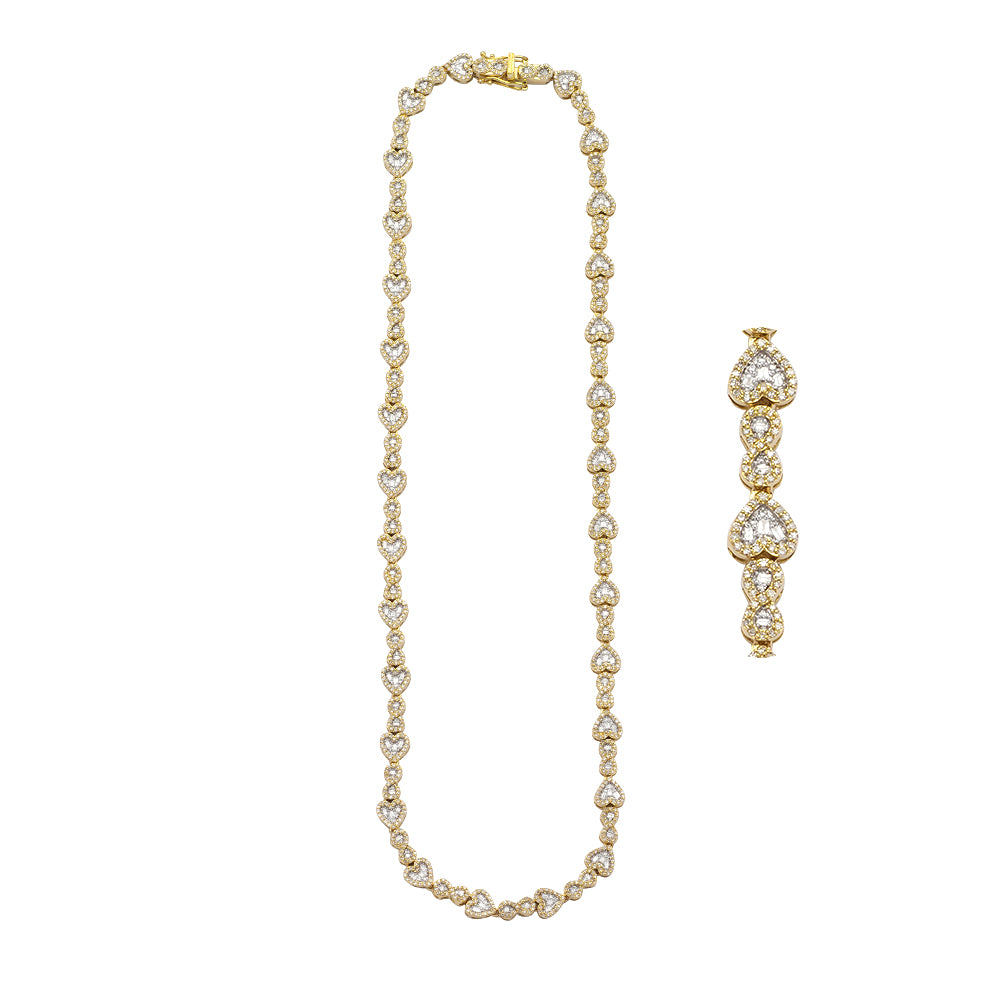 14KY 4.00CTW BAGUETTE DIAMOND HEART NECKLACE