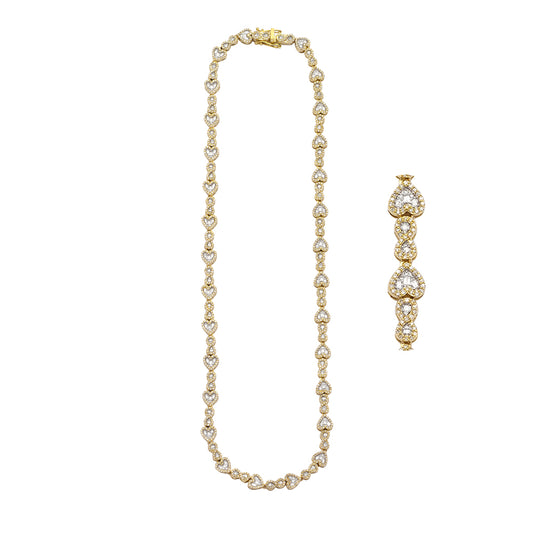 14KY 4.00CTW BAGUETTE DIAMOND HEART NECKLACE