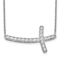 14kw 1/2ct Lab Grown Dia VS/SI+ G+ Comp 18in Sideways Cross Necklace