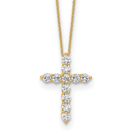 10k 3/4ct Lab Grown Diamond VS/SI+ G+ Comp 18in Cross Pendant Necklace