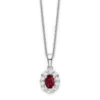 14kw 1/2ct Lab Grown Dia VS/SI+ G+ & Cr Ruby Comp 18in Halo Necklace