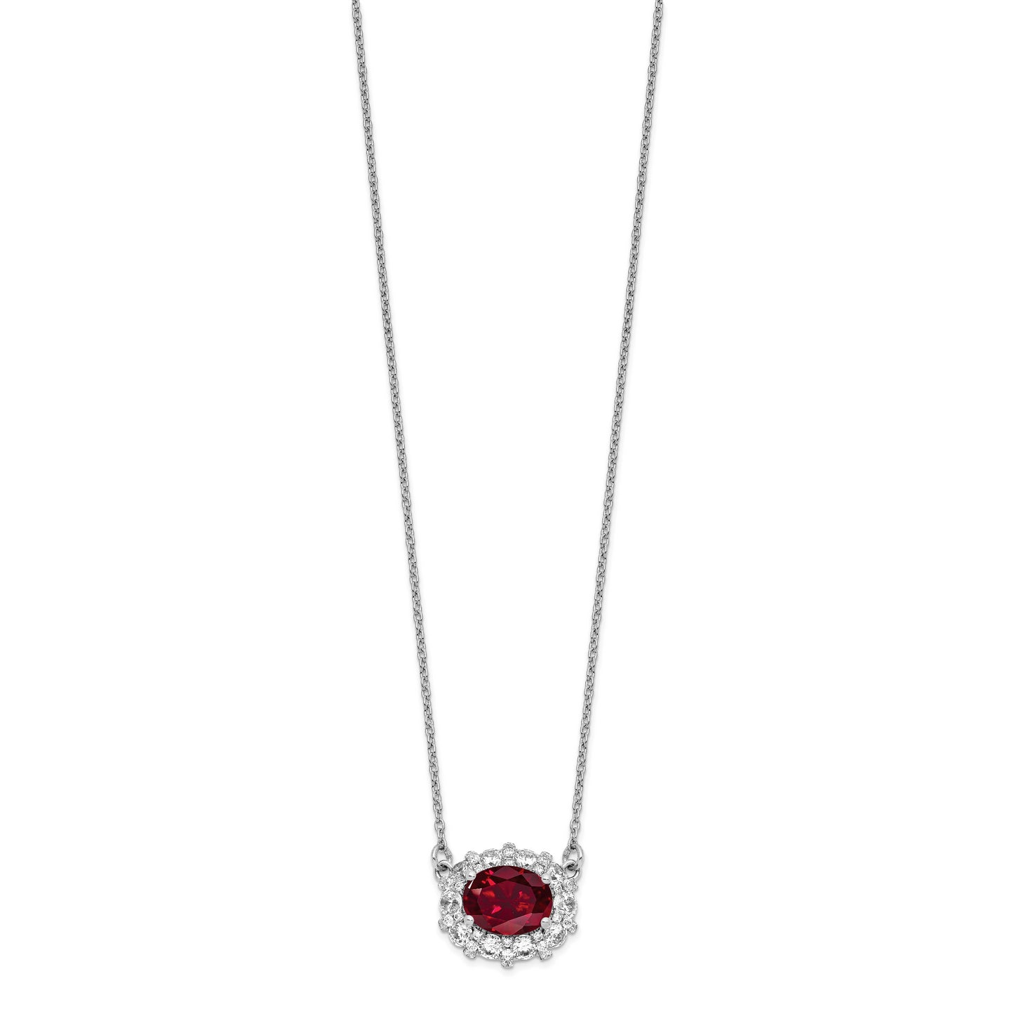 14kw 1ct Lab Grown Diamond VS/SI+ G+ & Cr Ruby Comp 18in Necklace