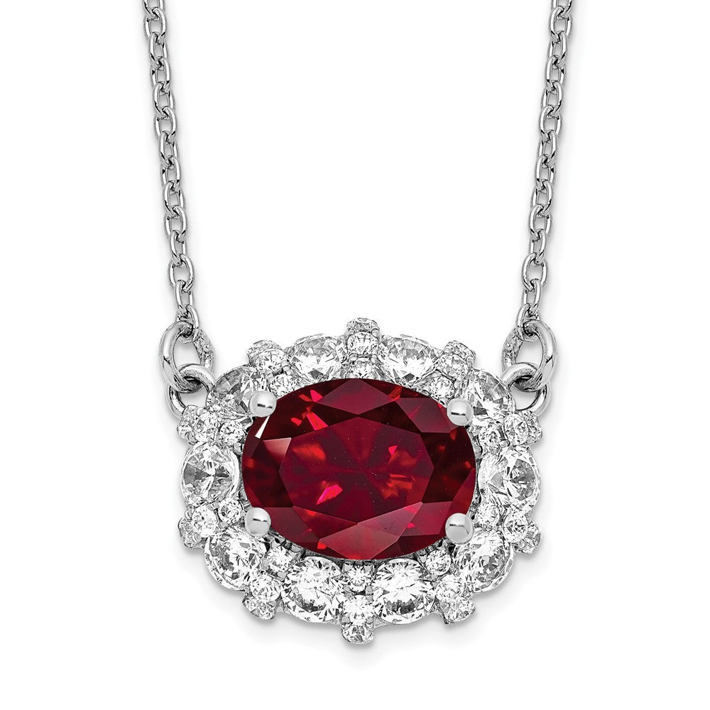 14kw 1ct Lab Grown Diamond VS/SI+ G+ & Cr Ruby Comp 18in Necklace
