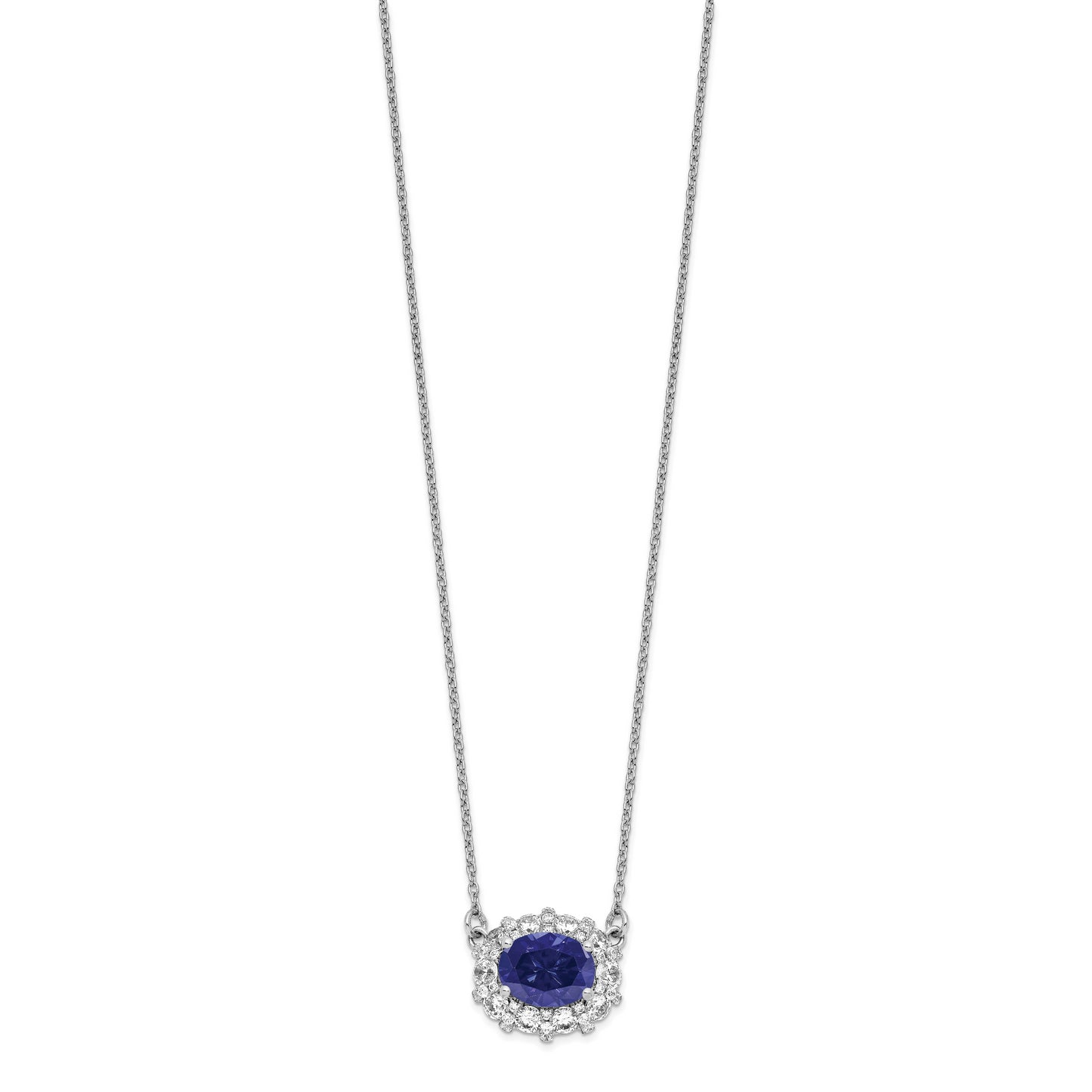 14kw 1ct Lab Grown Diamond VS/SI+ G+ & Cr Sapphire Comp 18in Necklace