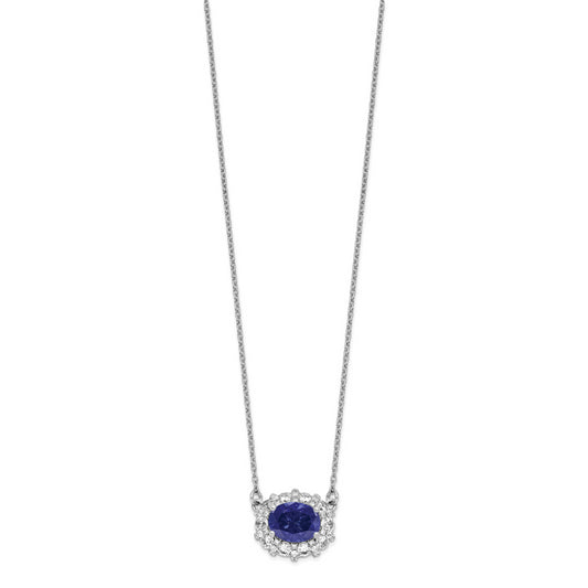 14kw 1ct Lab Grown Diamond VS/SI+ G+ & Cr Sapphire Comp 18in Necklace
