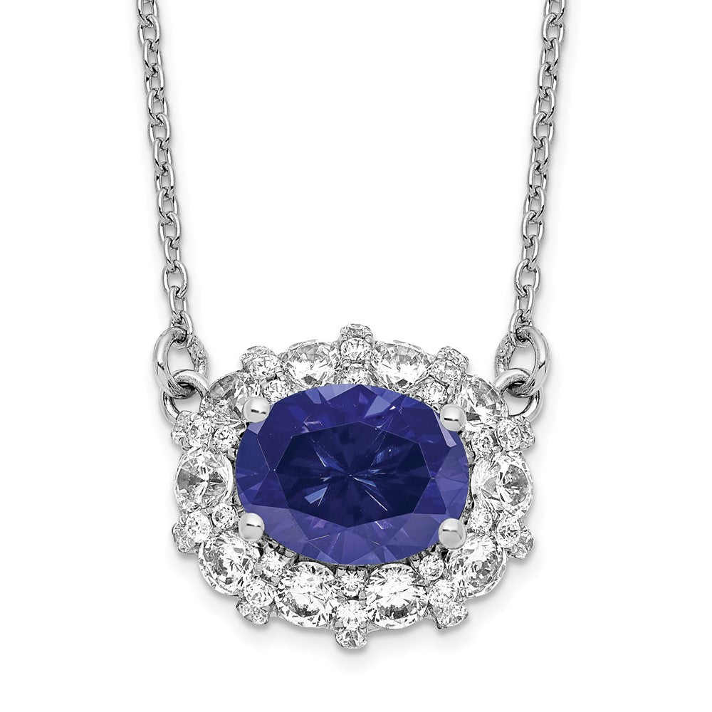 14kw 1ct Lab Grown Diamond VS/SI+ G+ & Cr Sapphire Comp 18in Necklace