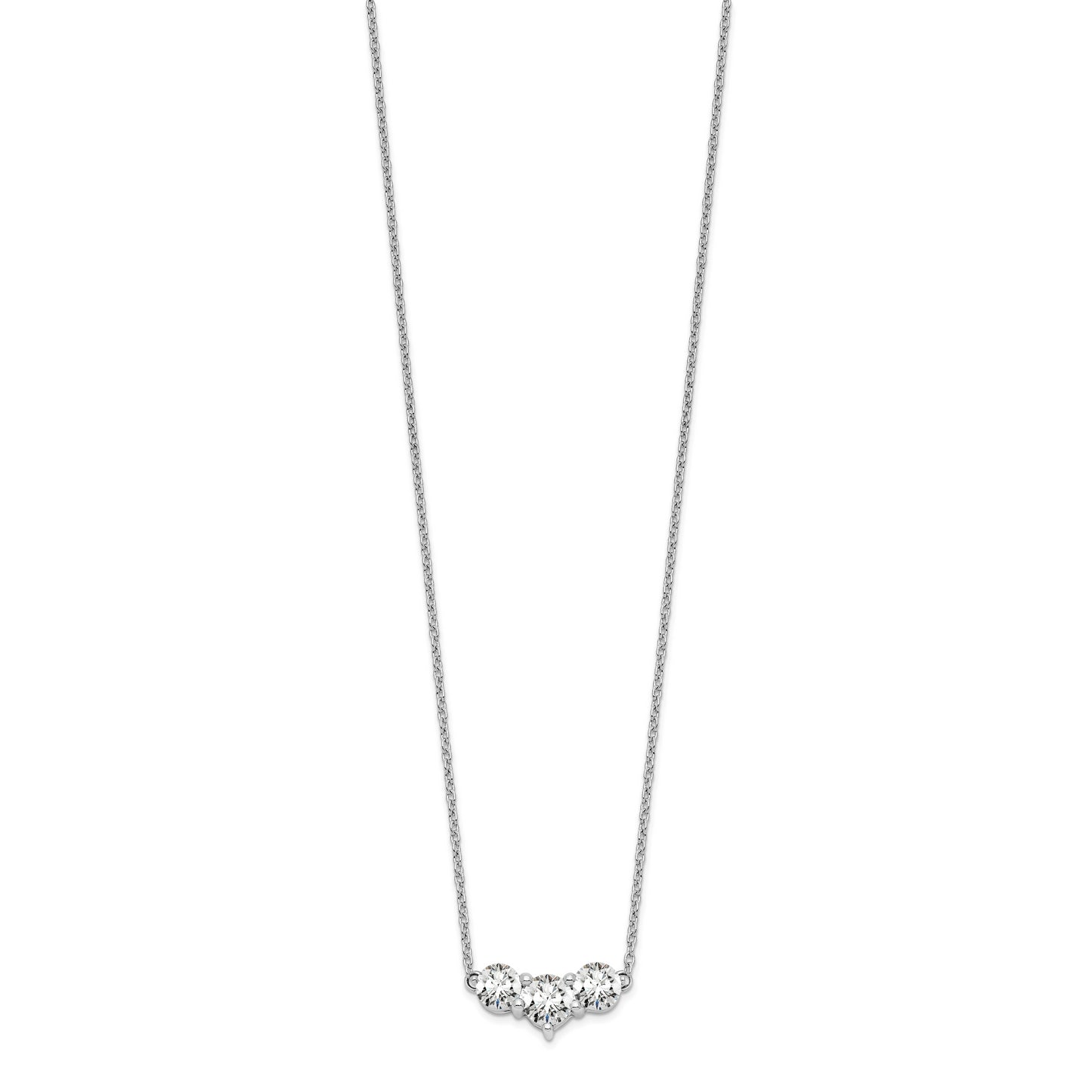 14kw 1ct Lab Grown Diamond VS/SI+ G+ Comp 18in 3 Stone Necklace