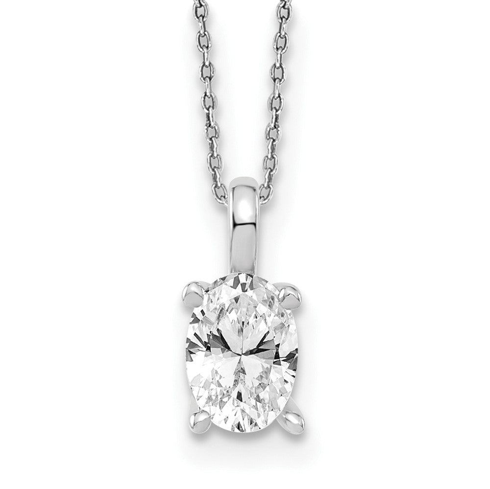 14kw 6.45x4.55mm Oval Lab Grown Diamond VS+ F+ Sol Pendant w/ chai