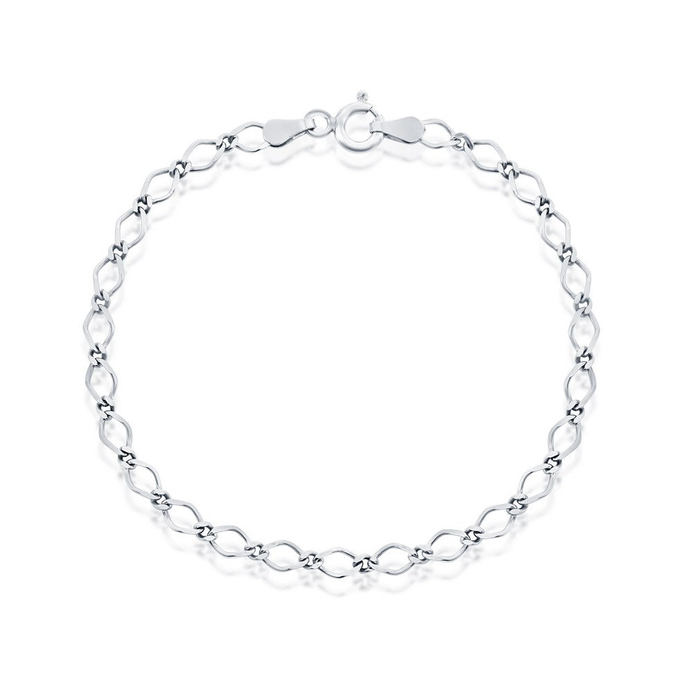 Sterling Silver Flat Linked Anklet