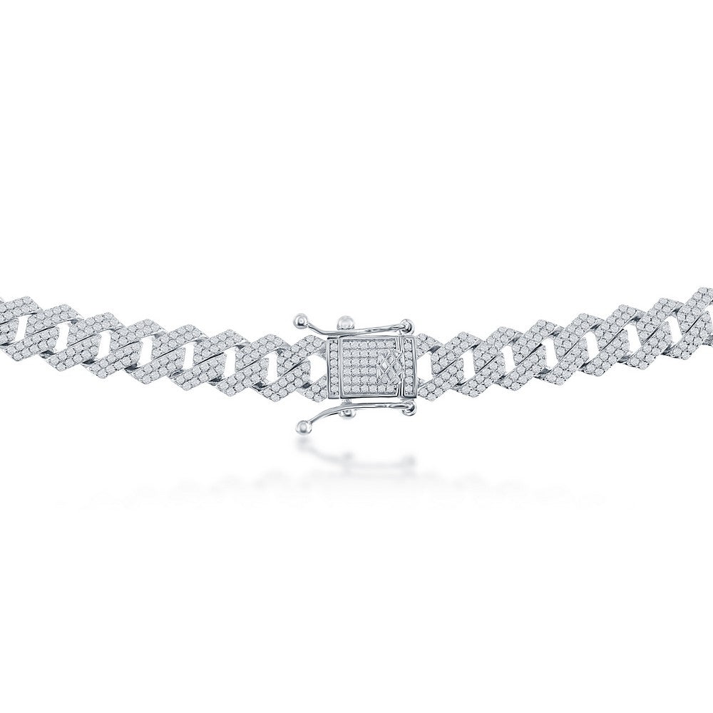 Sterling Silver, 9mm Micro Pave Monaco Bracelet