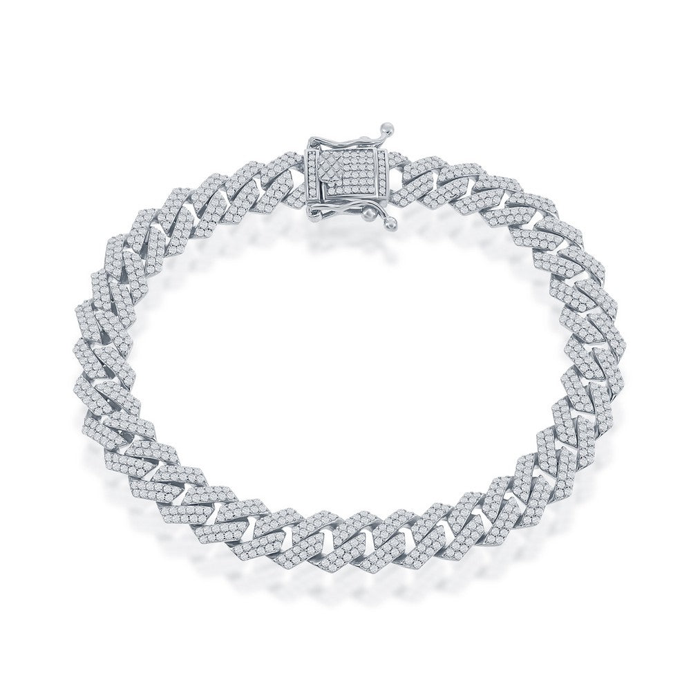 Sterling Silver, 9mm Micro Pave Monaco Bracelet