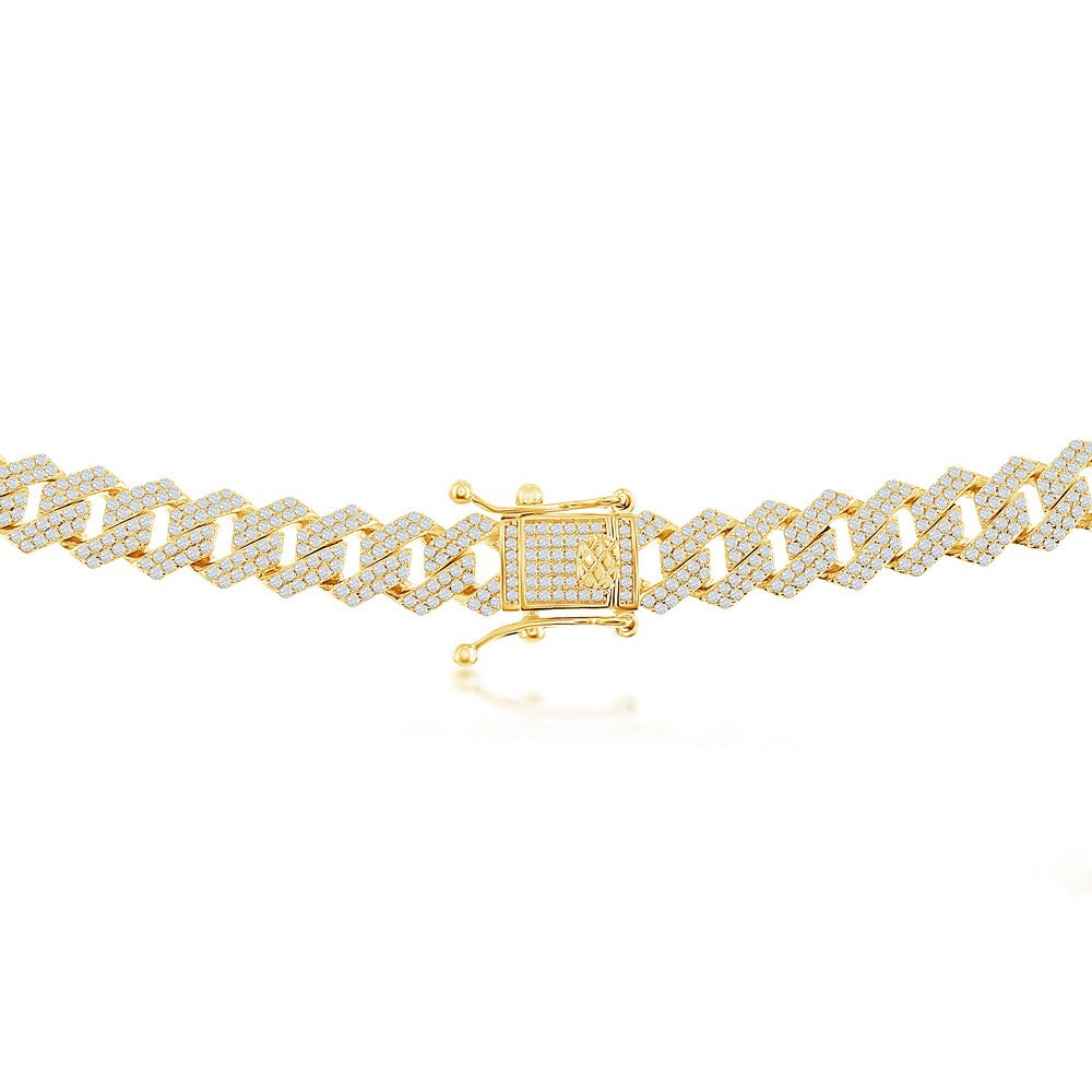 Sterling Silver 8mm Micro Pave Monaco Bracelet - Gold Plated