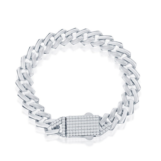 Sterling Silver 9mm Monaco Chain w/Micro Pave CZ Lock