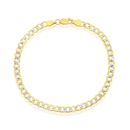 Sterling Silver, 5mm Pave Cuban Anklet - Gold Plated