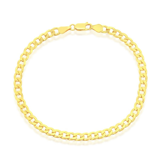 Sterling Silver, 5mm Cuban Anklet - Gold Plated