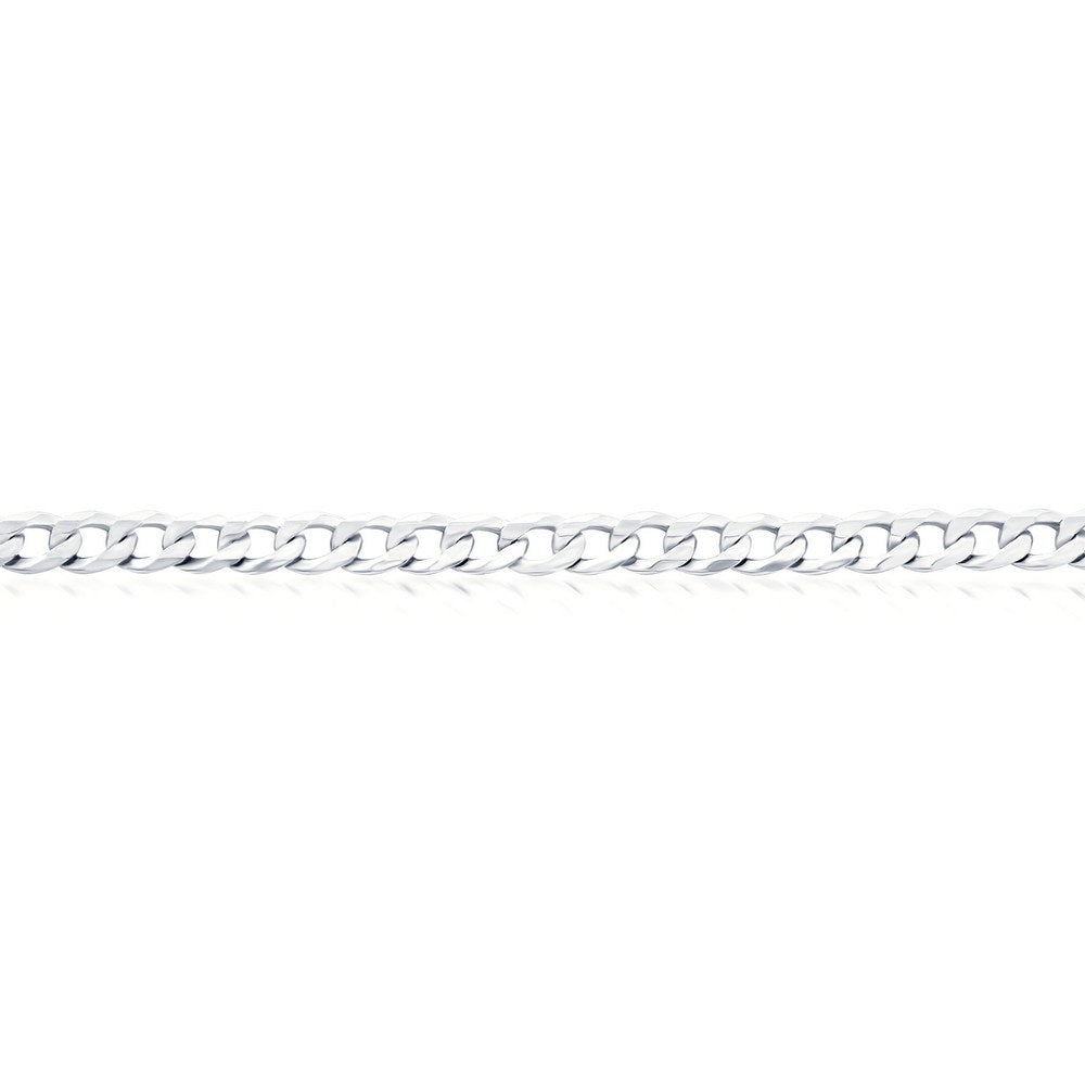 Sterling Silver, 3.5mm Cuban Anklet - Rhodium Plated