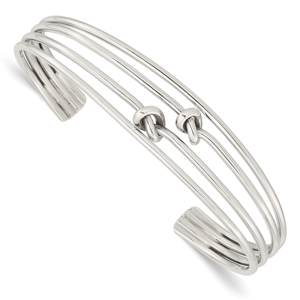 Sterling Silver Polished 4 Band Knots Cuff Bangle