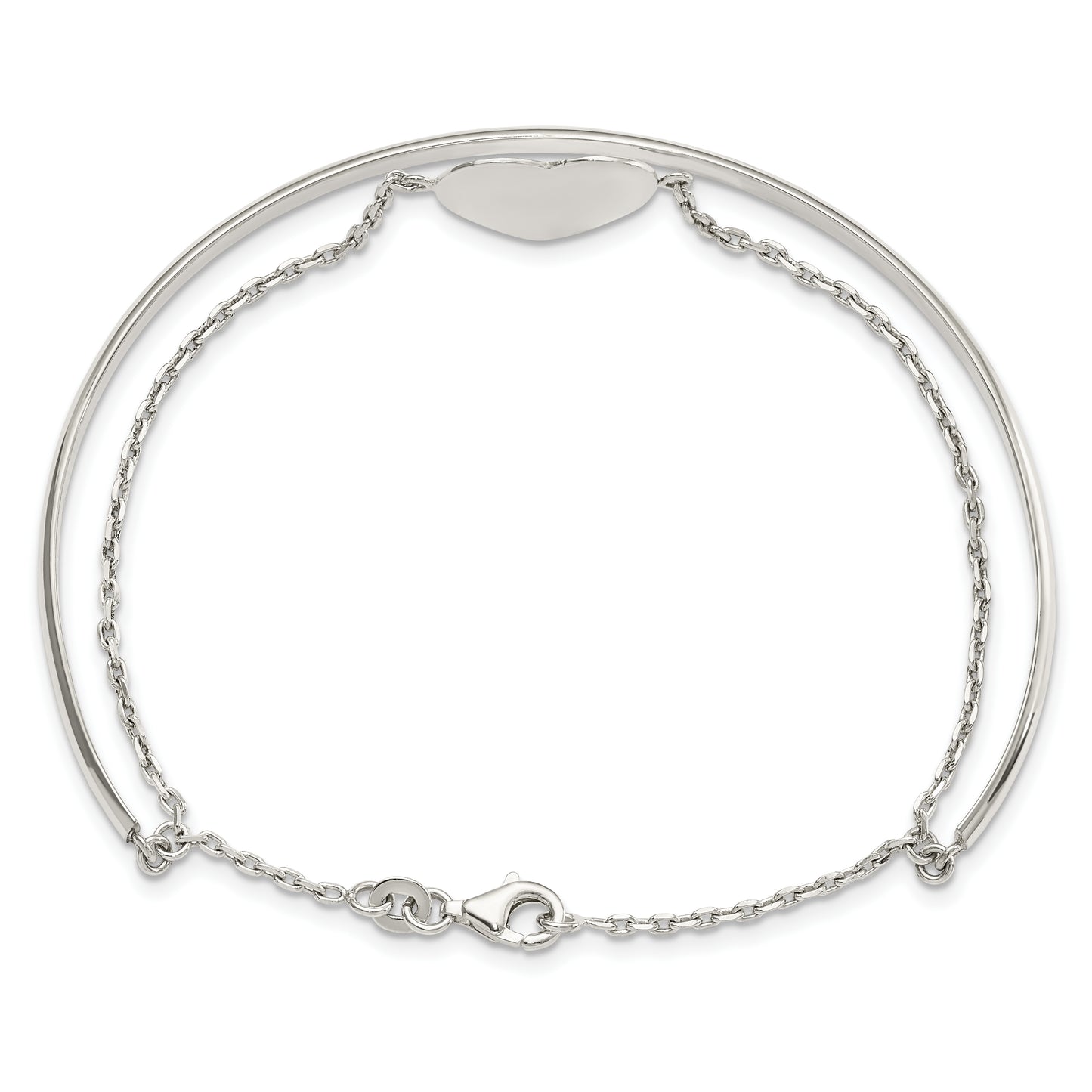 Sterling Silver Polished Heart Bracelet/Bangle