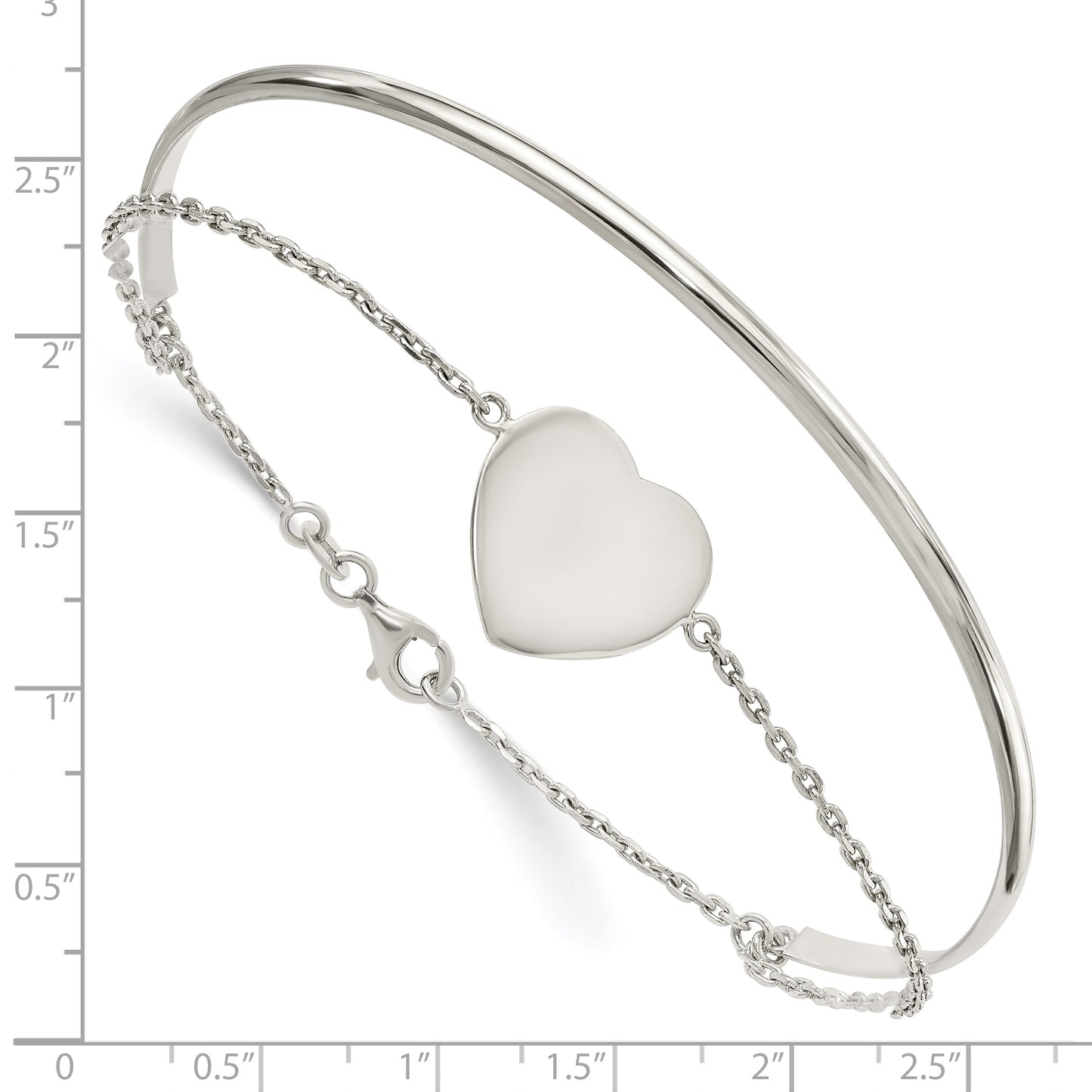 Sterling Silver Polished Heart Bracelet/Bangle