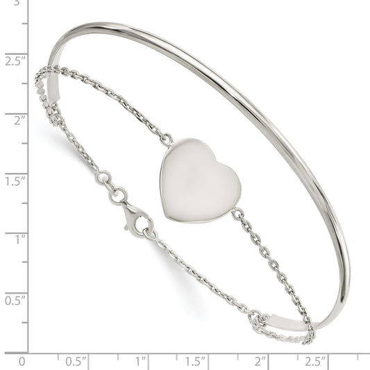 Sterling Silver Polished Heart Bracelet/Bangle