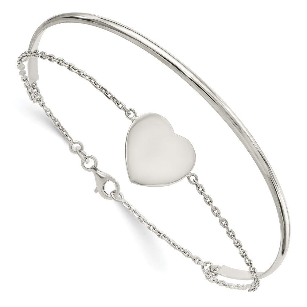 Sterling Silver Polished Heart Bracelet/Bangle