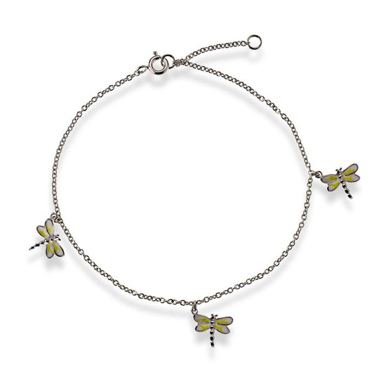 Sterling Silver Anklet W/ Hanging Butterflys