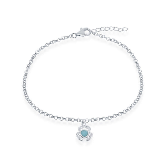 Sterling Silver Larimar Crab Anklet
