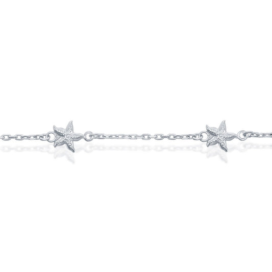 Sterling Silver Starfish Anklet