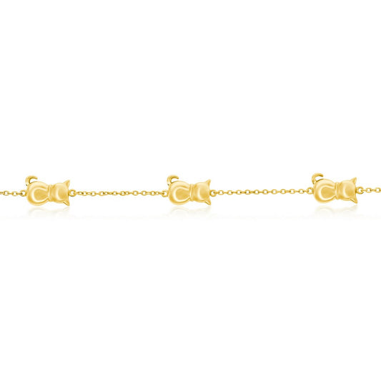 Sterling Silver Cats by the Yard Anklet - Gold Plated