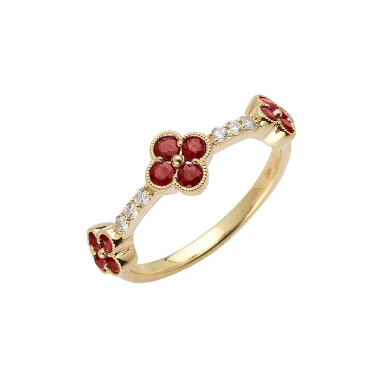 14KY 0.09CTW DIAMOND & RUBY LADIES RING