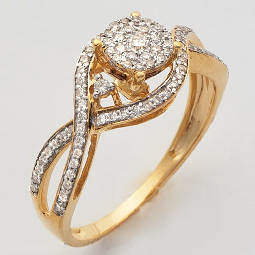 10KY 0.33CTW DIAMOND CLUSTER RING