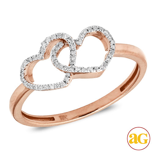 14KR 0.10CTW DIAMOND DOUBLE HEART RING